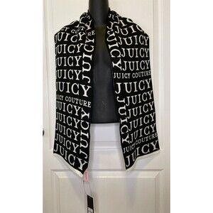 NWT Juicy Couture Black Label Soft Cozy Knit Scarf Black And White